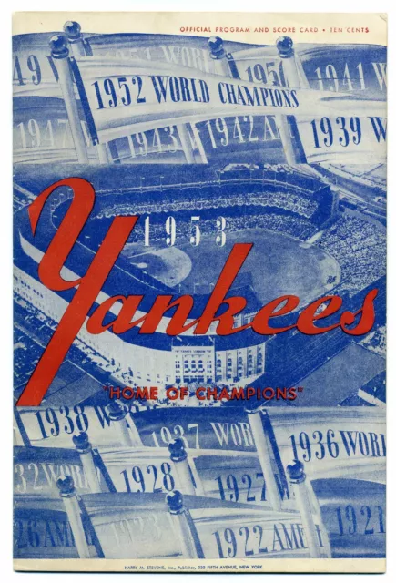 Vtg 1953 New York Yankees Vs Philadelphia Phillies Program & Score Card - Scored