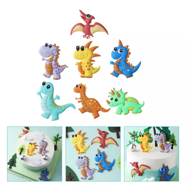 7 Pcs Cake Topper for Kids Birthday Mini Cupcake Dinosaur Insert