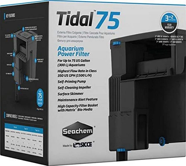 SeaChem &#8211; Large Aquarium Fish Tank Filter, Tidal 75 Gallon (300 Liters) by
