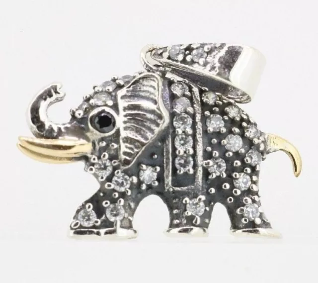 Elefanten Anhänger - 925 Sterling Silber - vergoldet mit Onyx Elephant Zirkonia