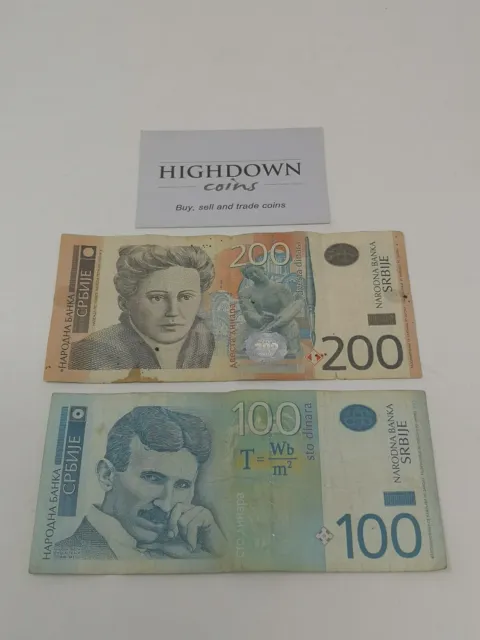SERBIEN 200 & 100 Dinara Banknoten (300 serbischer Dinar) (RSD) (Sammlerstück)