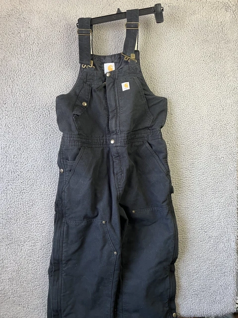 Carhartt Women Quilted Insulated Zip To Waist Black Bib Overalls Size Small 4/6