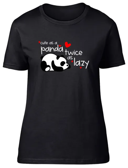 Funny Cute as a Panda Womens T-Shirt Twice as Lazy Ladies Gift Tee