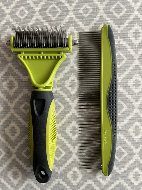 Pecute Pet Demattng Tool 2 Pack - Double Sded Undercoat Rake