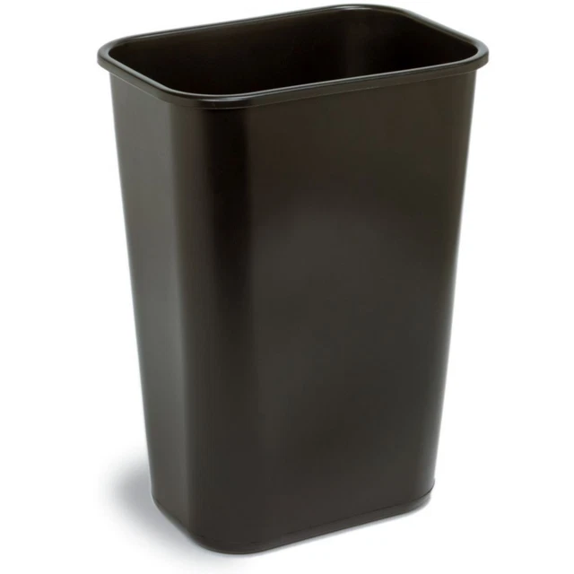 Continental 4114BK Black Plastic Rectangular 41 qt Wastebasket