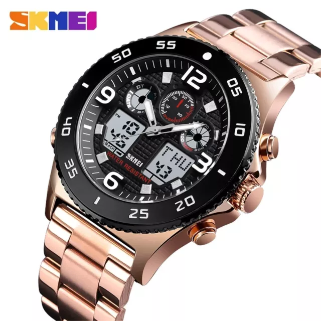 Orologio Digitale Uomo SKMEI Uomo Maschio Acciaio Orologio da polso Moda Sport Allarme Ragazzi Orologi