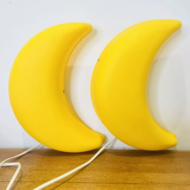 2x Ikea Smila Mane Yellow Crescent Moon Wall Lamp Children’s Night Light Nursery