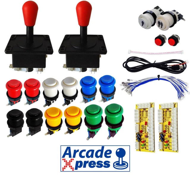 Kit Arcade 2 Joueurs - 16 Boutons Rouges + 2 Manettes Zippy - USB - Neuf