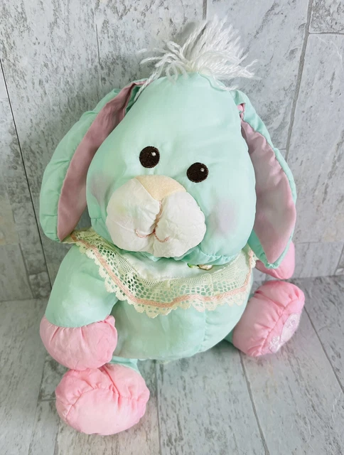 FISHER PRICE PUFFALUMP Bunny Rabbit Green Blue Teal Pink Vintage 1986 