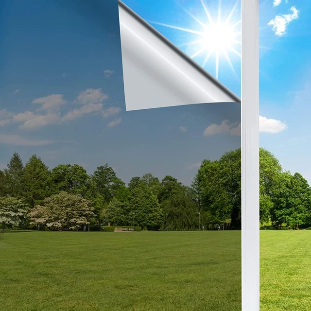 Coavas Heat Control Window Film Non-Adhesive One Way Mirror Solar Film Static Cl