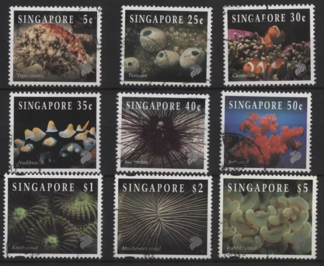 Singapore 1994 Reef Life (1st series) 9 values, used