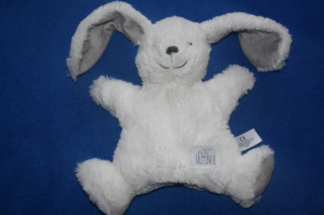 Simba Toys Doudou Lapin Marionnette Blanc Gris Made In Love Etat Neuf