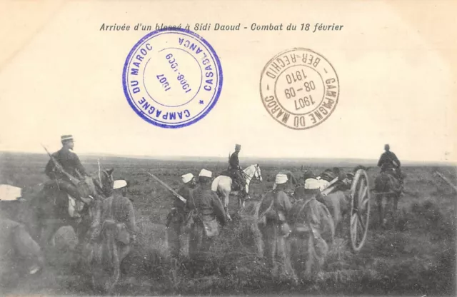 Cpa Maroc Arrivee D'un Blesse A Sidi Daoud Combat Du 18 Fevrier