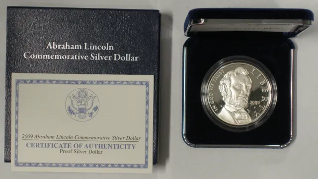 2009 P $1 Abraham Lincoln Commorative Silver Dollar Proof Coin Complete Ogp, Coa