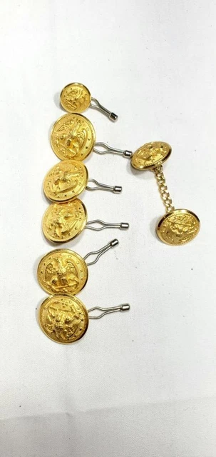 Lot of 8 Vintage US Navy Brass Eagle & Anchor Coat Button Waterbury, CT