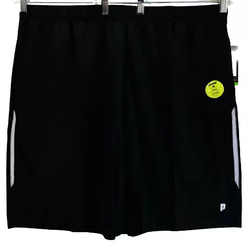 Prince Mens Stretch Tennis Shorts Black & White 2XL