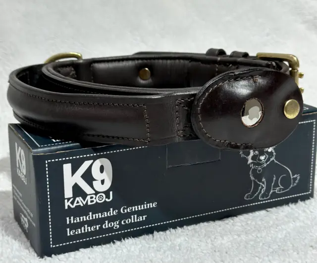 Kamboj K9 Heavy Duty Soft Handmade Genuine Leather Dog Collar