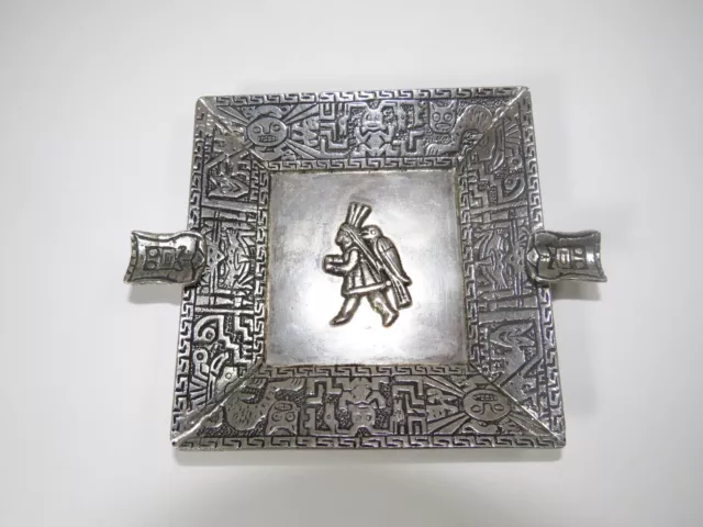 Sterling Silver Aztec Design Ash Tray