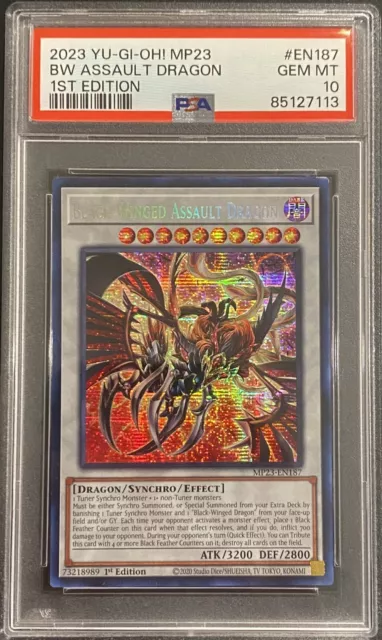 2023 Psa 10 Yugioh Dueling Heroes Mp23 1St Ed Secret Black Winged Assault Dragon