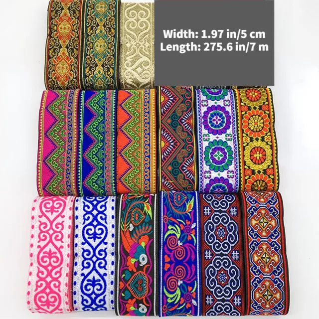 Stickerei Jacquardband ethnische Gurtband Zierleiste Kleidung zum Selbermachen Handwerk Nähen 5CM*7M
