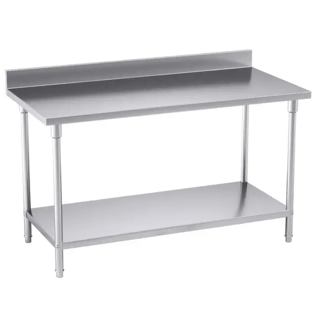 SOGA Commercial Catering Kitchen Stainless Steel Prep Work Bench Table with Back
