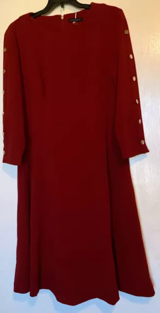 Tommy Hilfiger Women's Button Sleeve Fit Flare Dress Red Size 14