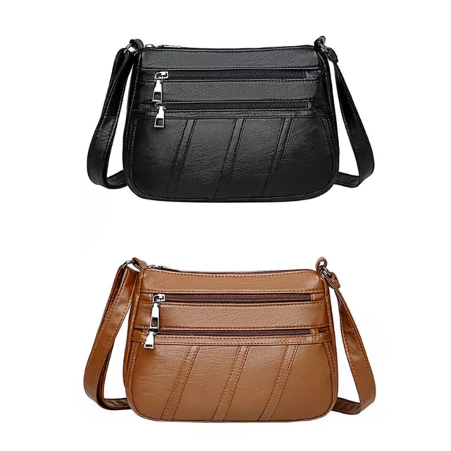 fr Women Leather Shoulder Bag Multi-pocket Mother Female Zipper Crossbody Handba