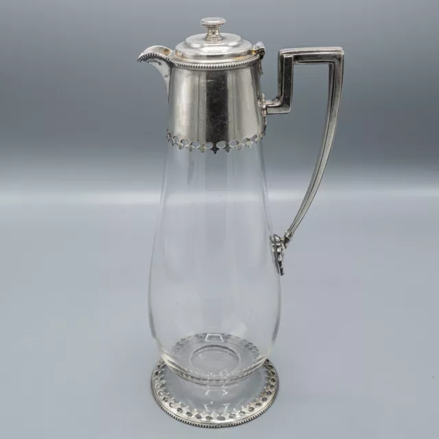 Antique Sheffield CF 1874 England Sterling Silver Claret Pitcher Jug Glass