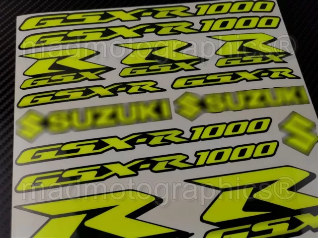 GSX-R1000 Motorrad Aufkleber stickers fur Suzuki gsxr 1000 Laminiert Neon Gelb 2