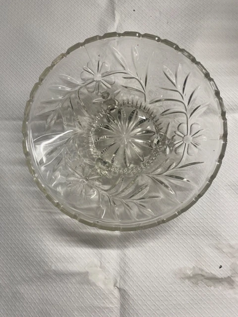 Coupe En Verre Moulé Ancienne - Pied En Régule, Style Vintage, Idéale Pour Fruits Ou Décoration
