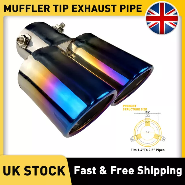 Car Accessories Rear Dual Exhaust Pipe Tail Muffler Tip Throat Blue Tailpipe UK