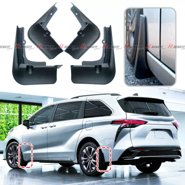 4 Pcs Mud Flaps For 2021 - 2023 Toyota Sienna Front & Rear Splash Mud Guards