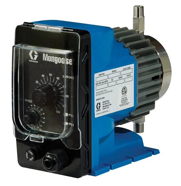 New Graco Mongoose 12v DC Stainless Steel Chemical Metering Pump 140 psi