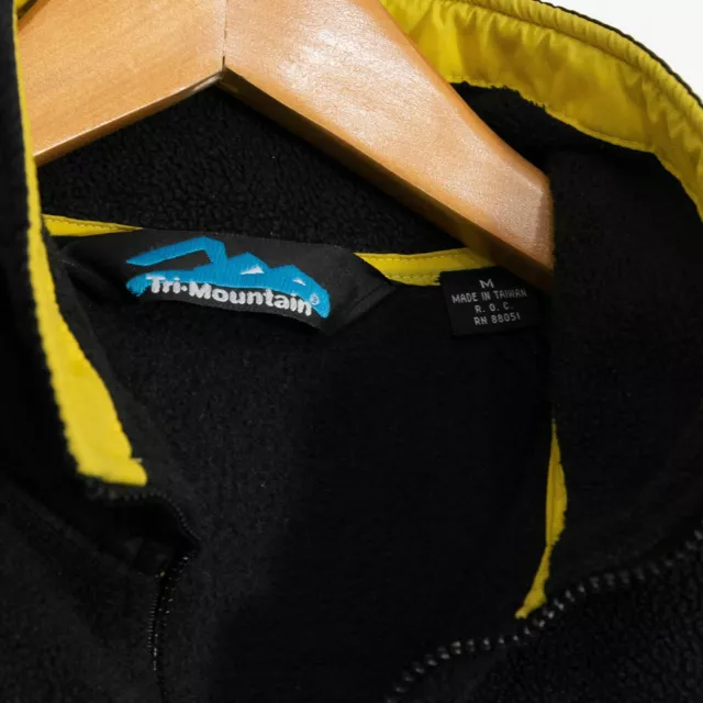 VINTAGE QUARTER ZIP Fleece Jacket Mens Medium - Black Boxy Fit Retro ...