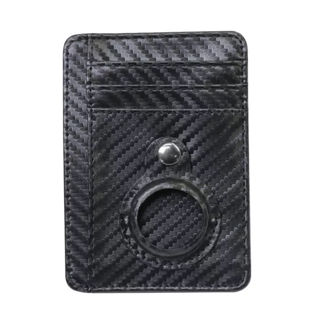 Soft Black Leather Credit Card Money Banknote Holder Case Cover for Airtag