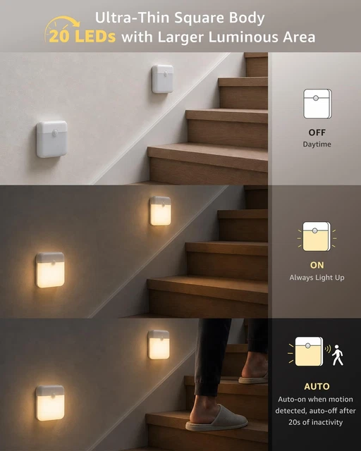DEMLAIES MOTION SENSOR Lights Indoor [6 Pack] Rechargeable LED Night ...