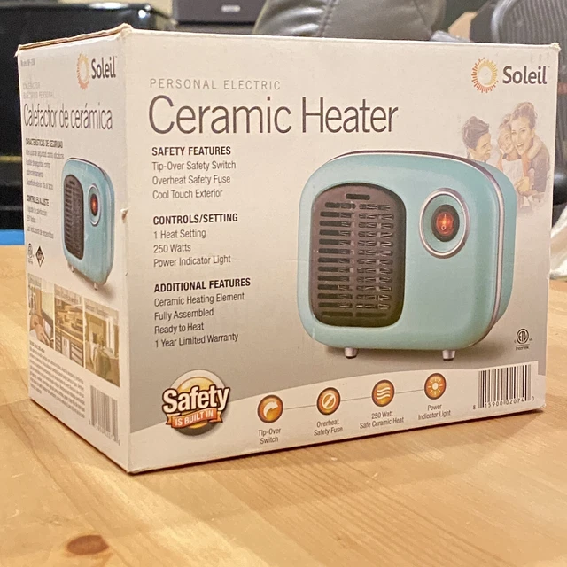 Soleil Personal Electric Ceramic Heater Indoor Model MH-08M Light Blue (X110)