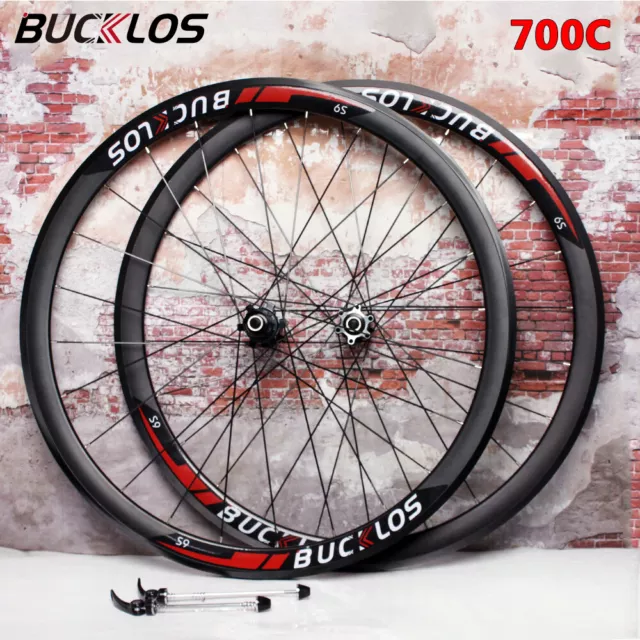 700C Road Racing Bike Wheels Carbon Hub Bicycle Wheelset Aluminum Rim Disc Brake