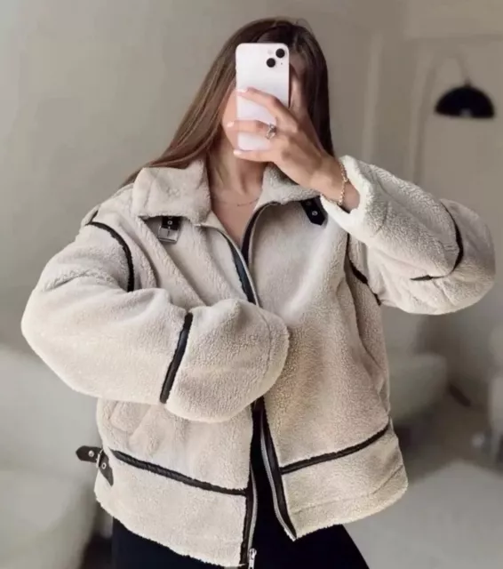 Zara fur biker jacket hotsell