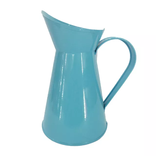 Country Metal Vase Flower Pot Jug Holder Wedding Retro Centre Piece Blue