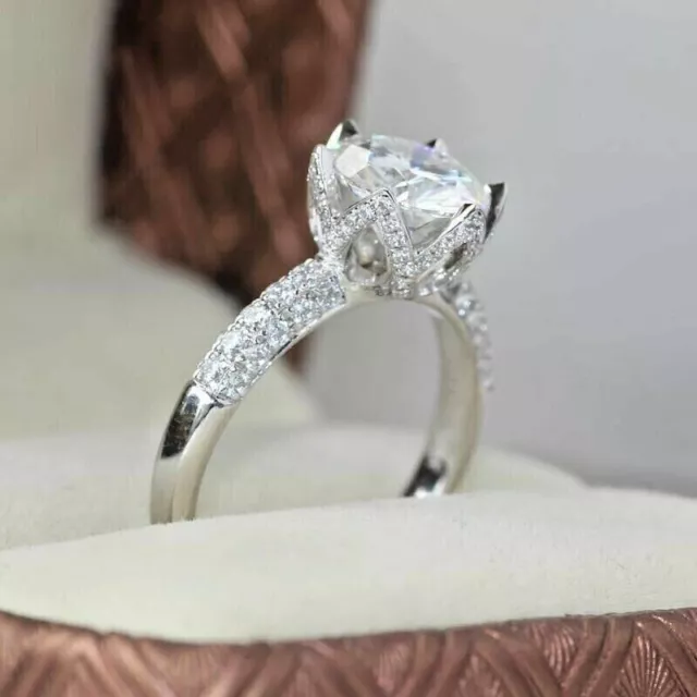 3 Ct Round Cut Lab-Created Diamond Wedding Engagement Ring 14k White Gold Finish