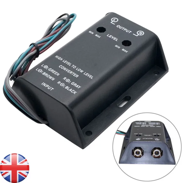 Two Channel Speaker RCA Line Level Converter Adapter Car Audio High Low Rear UK