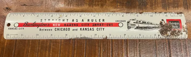 Burlington Kansas City - Chicago Zephyr Short Cut 1953 Metal Ruler 3