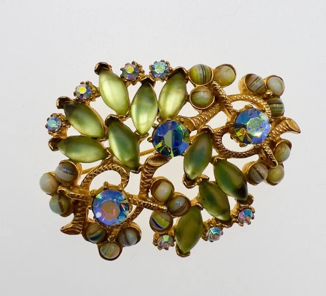 Spilla/Ciondolo Fiore Multi Cristallo Austriaco Tono Oro Nuovo - Foto 5