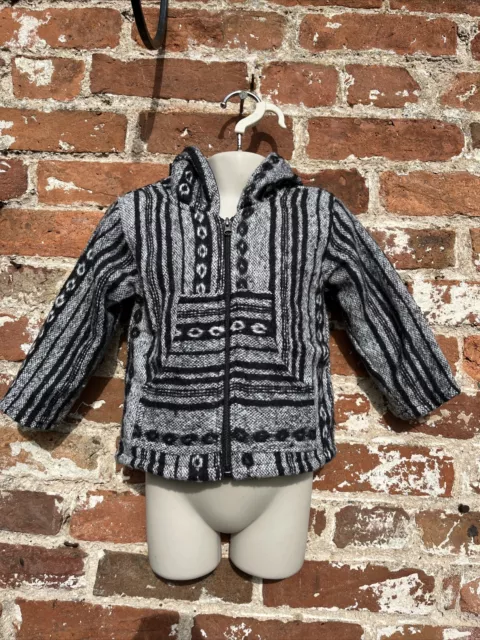 Felpa con cappuccio/giacca bambini etnica spessa cappotto hippie/boho/festival, 2-3 anni