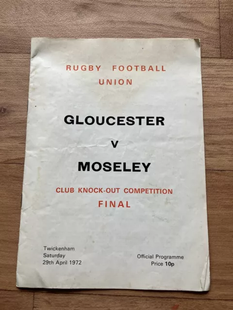 RARE RUGBY UNION First Ever Cup Final Programme Gloucester v Mosley 1972