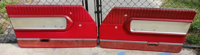 1964 OEM Ford Galaxie 500 XL 2 Door FRONT Door Panels Set RED Decent Driver