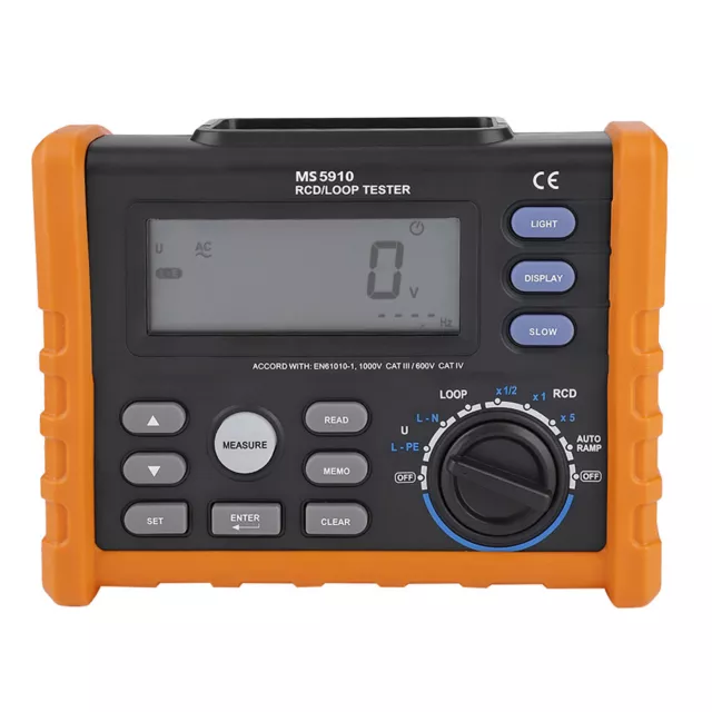 PEAKMETER MS5910 Digital Resistance Meter RCD Loop Resistance Tester Mult UK MPF