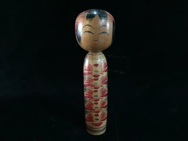 S0160 Japanese Wooden Traditional KOKESHI Doll 23cm Vintage OKIMONO Signed