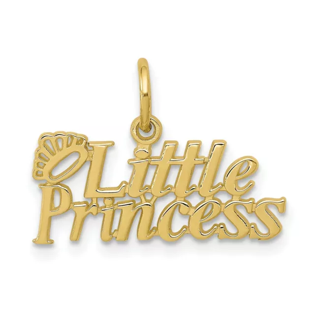 10k Yellow Gold Little Princess With Crown Charm Pendant